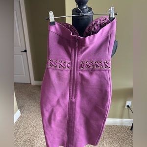 Purple strapless dress bandage